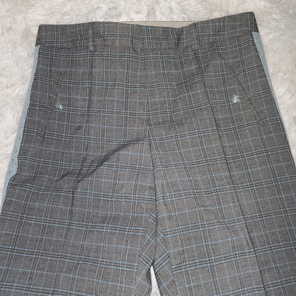 Intuitions Gray Plaid Lace Detail Pants Size 6 NWOT - Picture 8 of 16